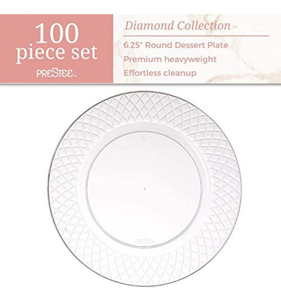Prestee 100 Platos De Plástico Transparente, 1