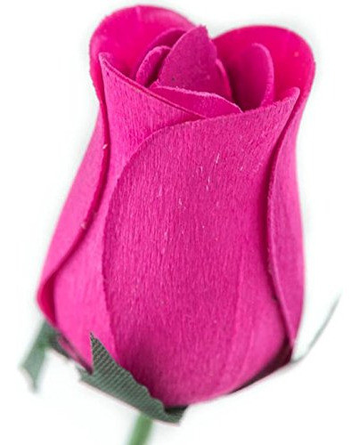 Rosas Artificiales De Madera 8 Pimpollo Cerrado Hot Pink 1