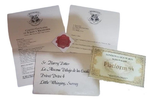 Carta Harry Potter Invitación Mas Boleto Plataforma 9 3/4 0
