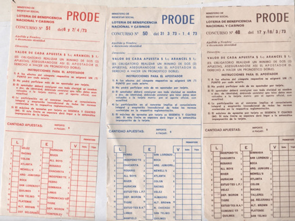 Lote De 3 Antiguas Boletas Del Prode - Futbol - Año 1973 0