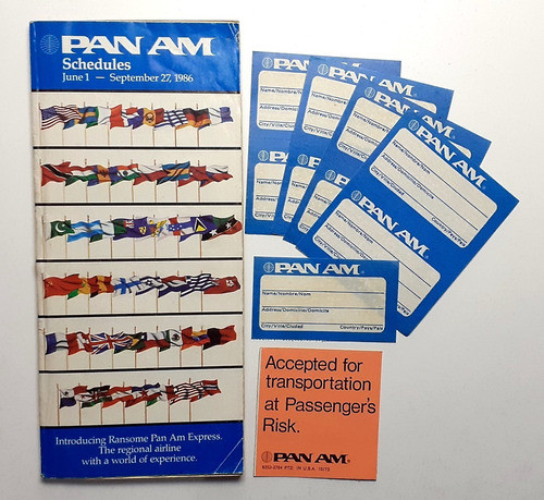 Pan Am Folleto Antiguo Con Itinerarios De Vuelos 1986 0