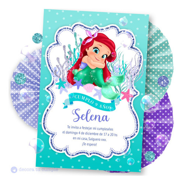 Kit Imprimible Sirenita Princesa Ariel Bebé Cumpleaños 0