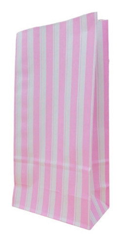 Bolsitas De Papel Blanca Rayas Rosa X10u 11x24 Cumpleaños 0