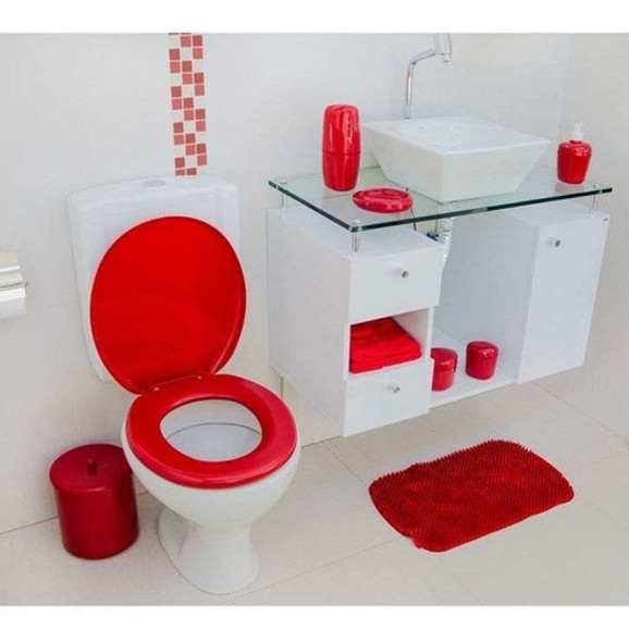 Tapa Inodoro Roja Acolchada Baño 0