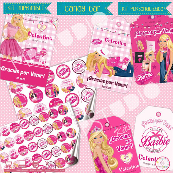 Kit Imprimible Cumple Barbie Personalizado Candy Bar 1 Kit Imprimible Cumple Barbie Personalizado Candy Bar 1