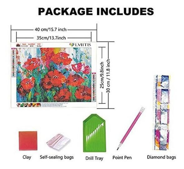 Kits De Pintura De Diamantes De Flores 30cm X 40cm 1