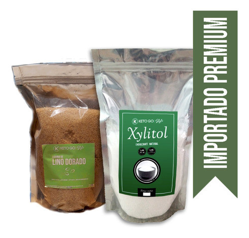 Harina De Lino Dorado 1kg + Xilitol 500 Gr / Apto Keto 0