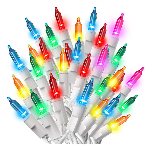 Prextex Cadena De Luces Multicolor De Alambre Blanco De 100 0