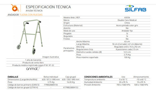 Andador Silfab 2 Ruedas A3026 1