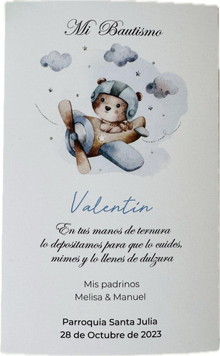 2 Estampita Bautismo Invitación 1 Año Añito Primer 0