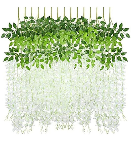 12 Pcs 3.6 Pies Artificial Fake Wisteria Vine Rattan Hanging 0