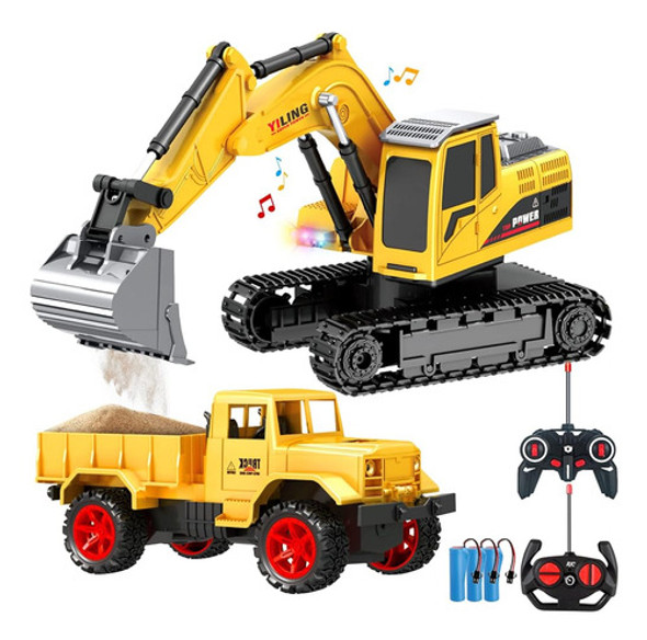 Excavadora De Control Remoto Y Camión Volquete De Juguete Pa 0