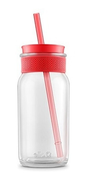 Ello Kella Bpa-free Glass Sipper Con Paja, Coral, 20 Oz 0