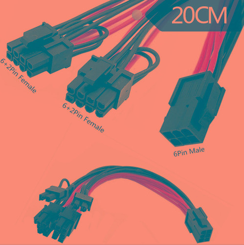 10 * Pci-e 6 Pines Hembra Para Cable Del Divisor De Potencia 1