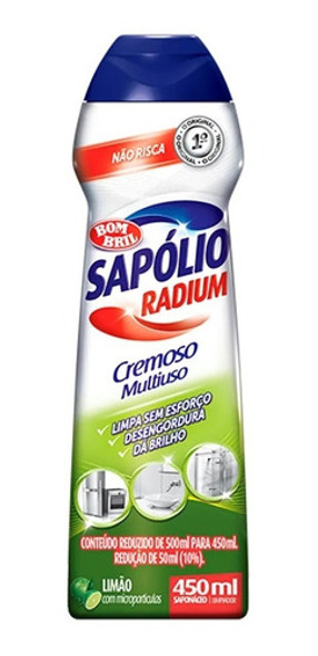 Kit 3 Limpador Sapólio Radium Saponáceo Limão Cremoso 450ml 1