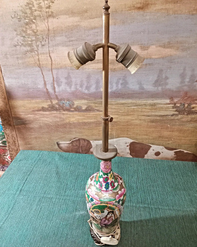 Antigua Lámpara De Porcelana Cantón 1