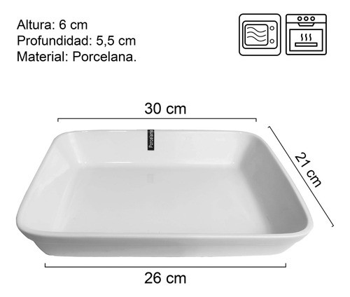 Fuente Bandeja Porcelana 30x21 Cm Gastronomia Vajilla  Bz3 1