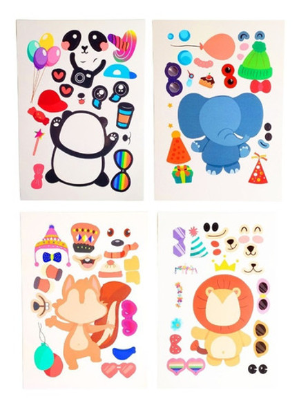 Stickers Autoadhesivos Didactico X4 Animalitos Souvenirs 0