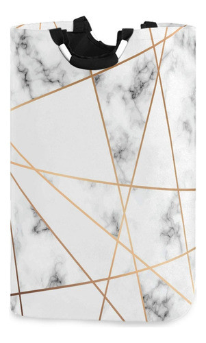 Alaza Cesta Grande Para Ropa Sucia, Marmol Blanco Con Lineas 0