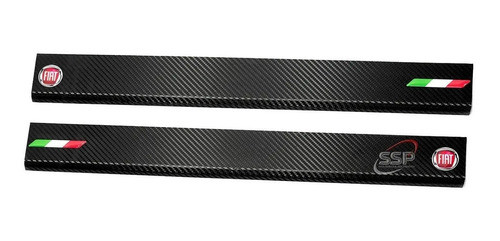 Cubre Zocalos Simil Carbono P/ Fiat Fiorino Logo + Bandera 0