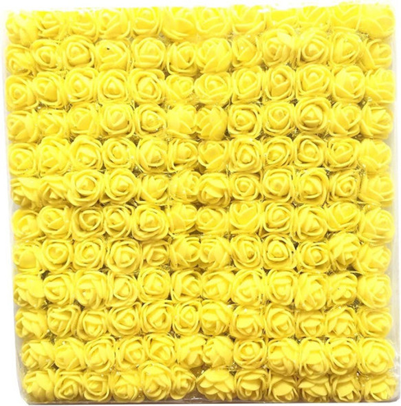 Mini Cabezas De Flores De Rosas Falsas 144pcs Color Amarillo 0
