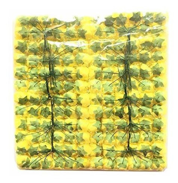 Mini Cabezas De Flores De Rosas Falsas 144pcs Color Amarillo 1
