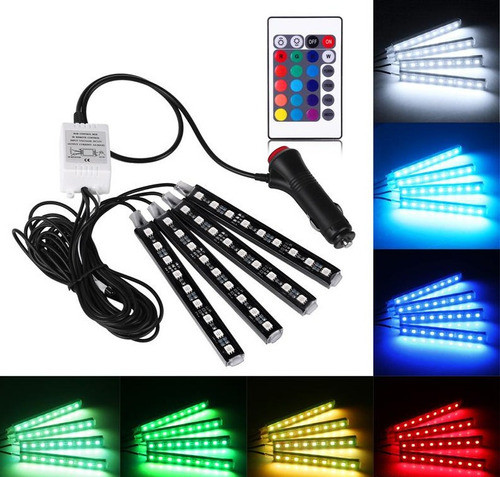 Kit Luces Led Rgb Auto Tuning Cenicero C/control 16 Colores 1