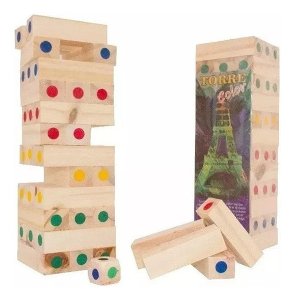 Yenga Jenga Colores Con Dado De Madera 1