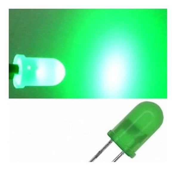 10 Led 5mm Verde Difuso 0