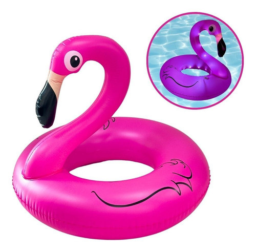 Boia Inflável De Flamingo Rosa C/ Led Importway Para Piscina 0