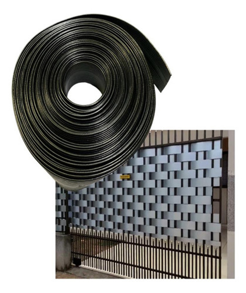 Fechamento De Portão Fita Pvc Divisor De Grama 10x50 Preto 0