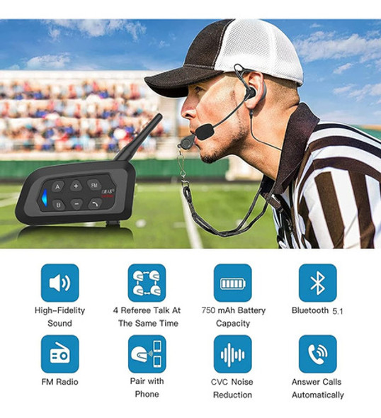 Ejeas V4c Plus Árbitro De Fútbol Profesional Auriculares Blu 1