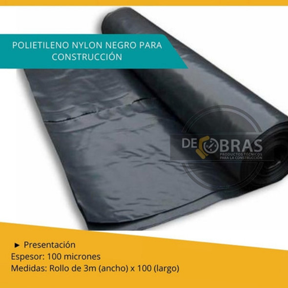 Polietileno Negro Rollo Nylon 2mts X 50mts 200 Micrones 1