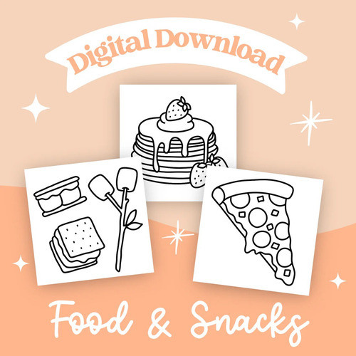 Food And Snacks Coloring Book Libro Para Colorear | Pdf 1