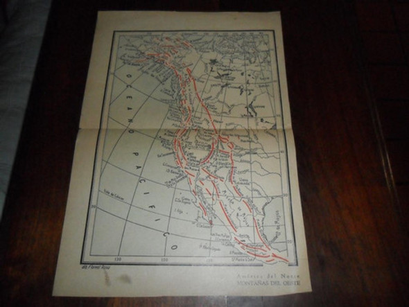 Antiguo Mapa Plano America Del Norte Montañas Este Oeste 0