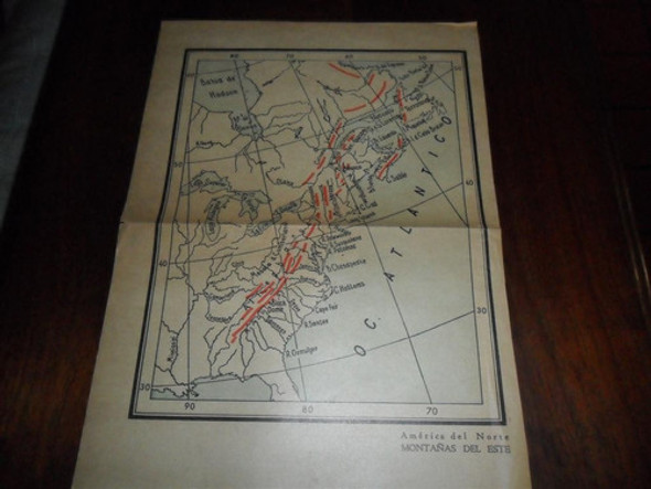 Antiguo Mapa Plano America Del Norte Montañas Este Oeste 1