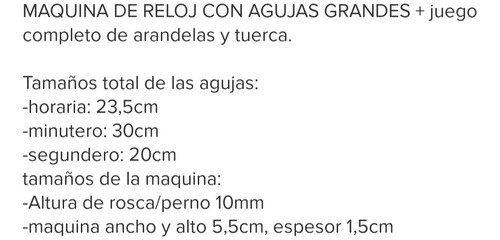 Maquina+ Agujas+ Arandelas Extra Grandes Para Reloj De Pared 1