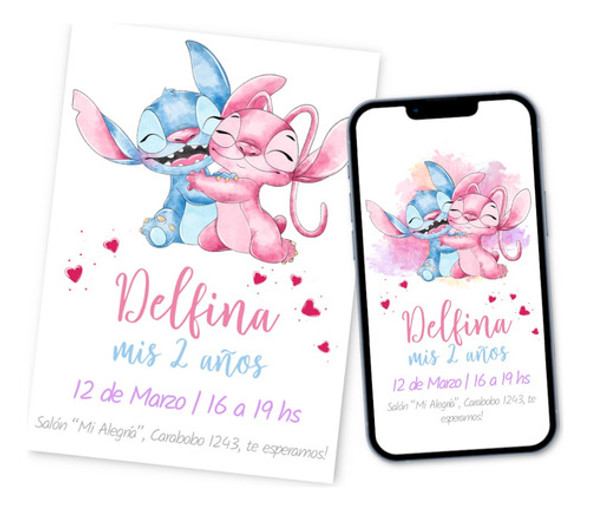 Kit Imprimible Stitch And Angel Invitaciones Candy Editable 0