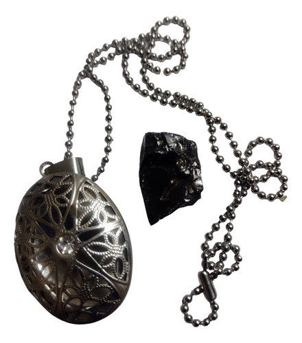 Relicario Y Cadena De Acero Con Shungita, Origen  Karelia 0