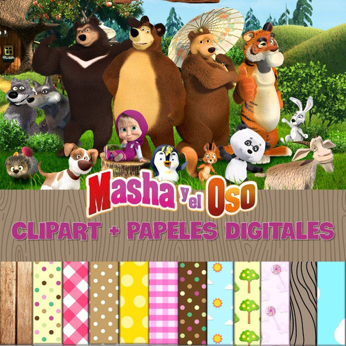 Kit Clipart Masha Y El Oso Imágenes Png Fondos 0