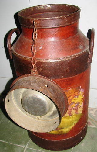 Tarro Lechero Antiguo De Hierro Decorado Sano!! 1