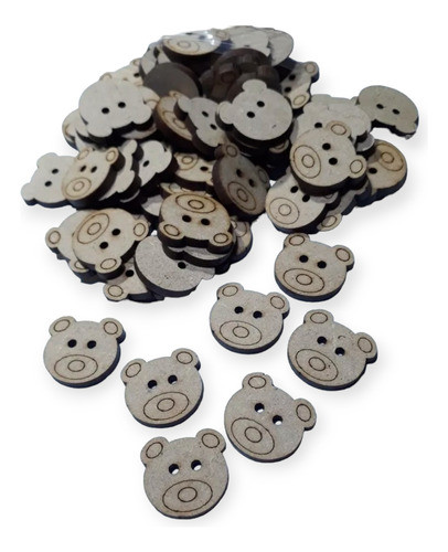 200 Botones Madera Mdf Temática Infantil Sacos Tejidos Etc 0