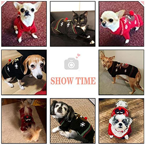 Abrrlo Pet Holiday Reno Feo Navidad Perro Suéter, Rojo Negr 1
