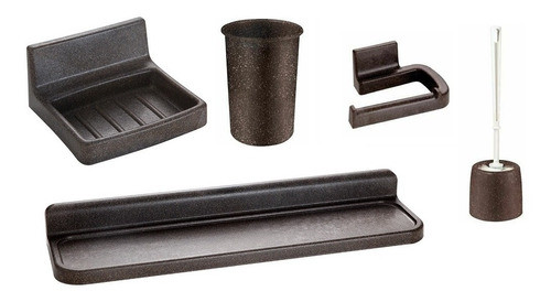 Juego Accesorios Para Baño 5 Pz Cepillo Escobilla Jabonera 0