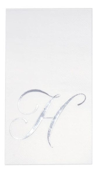 100 Monograma De Plata En Servilletas De Invitado Blancas Le 0