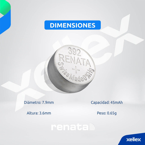 5 X Pilas Renata 392 Sr41w Original Suiza Blister San Martín 1