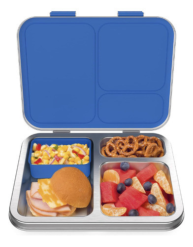 Caja De Lonchera Para Niños De Acero Inoxidable Azul 0