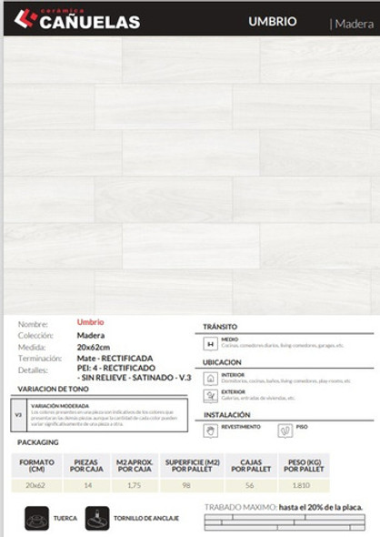 Ceramica Cañuelas Umbrio 20x62 Simil Madera Rectificada 1 Ceramica Cañuelas Umbrio 20x62 Simil Madera Rectificada 1