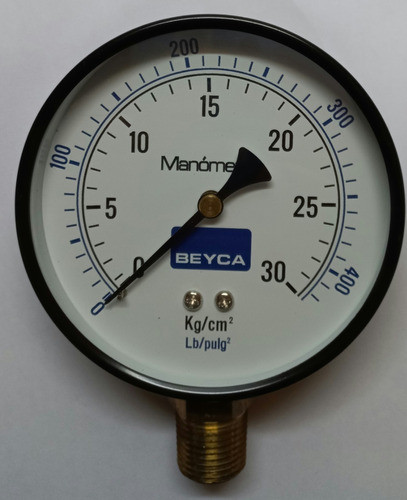 Manómetro De 100 Mm 30 Kg/cm² Rosca Inferior De 1/2 Beyca 0