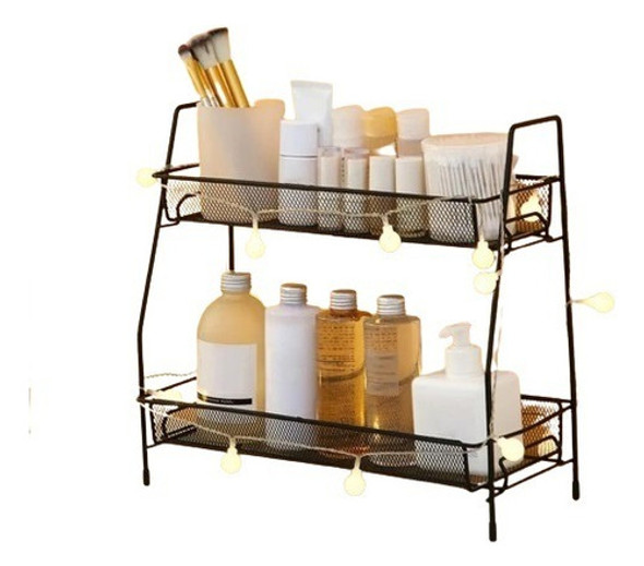Rack Organizador De Maquiagem 02 Cesto De Balcão Aramado 0